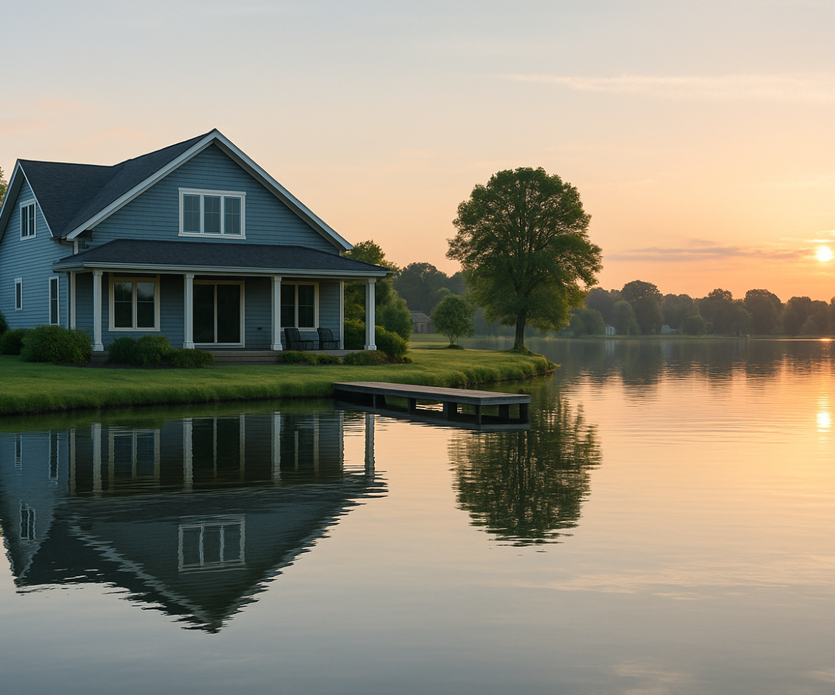 Lakefront homes for sale with open water views and a calm waterfront lifestyle
