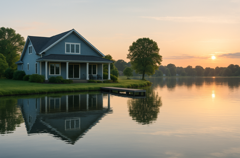 Lakefront homes for sale with open water views and a calm waterfront lifestyle