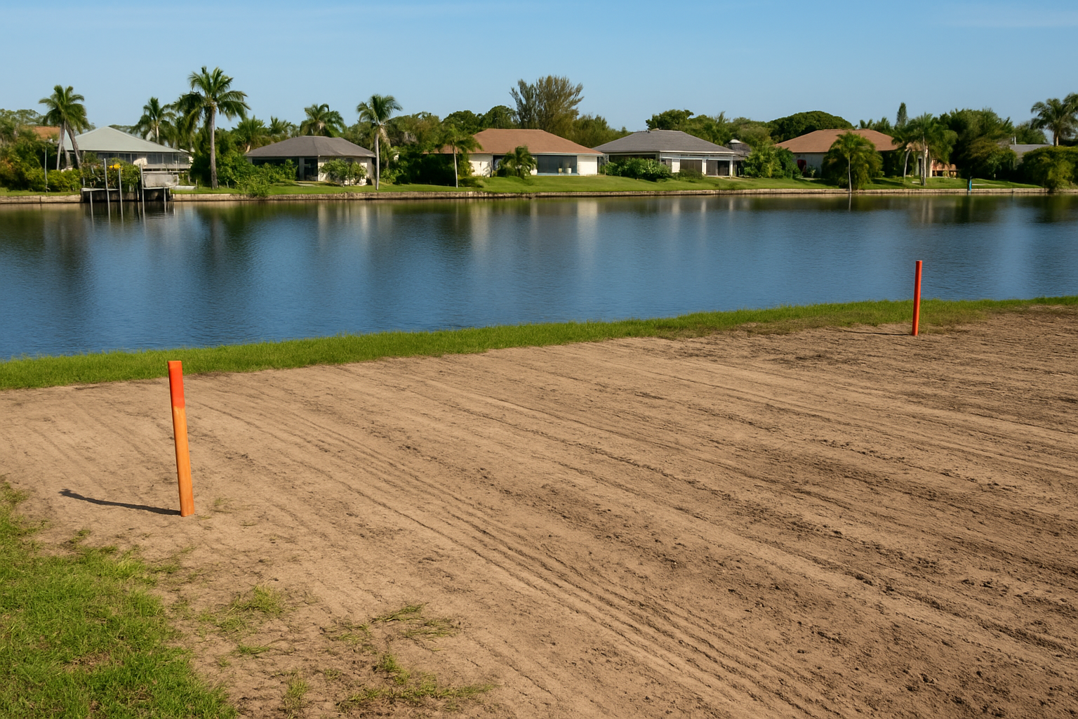 Waterfront land prepared for home construction