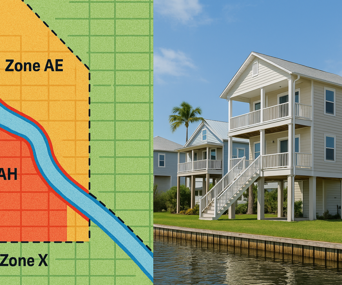 Flood zones affecting waterfront property