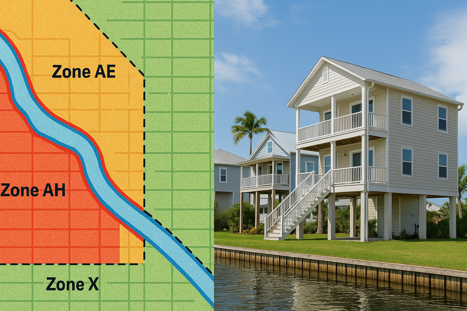 Flood zones affecting waterfront property