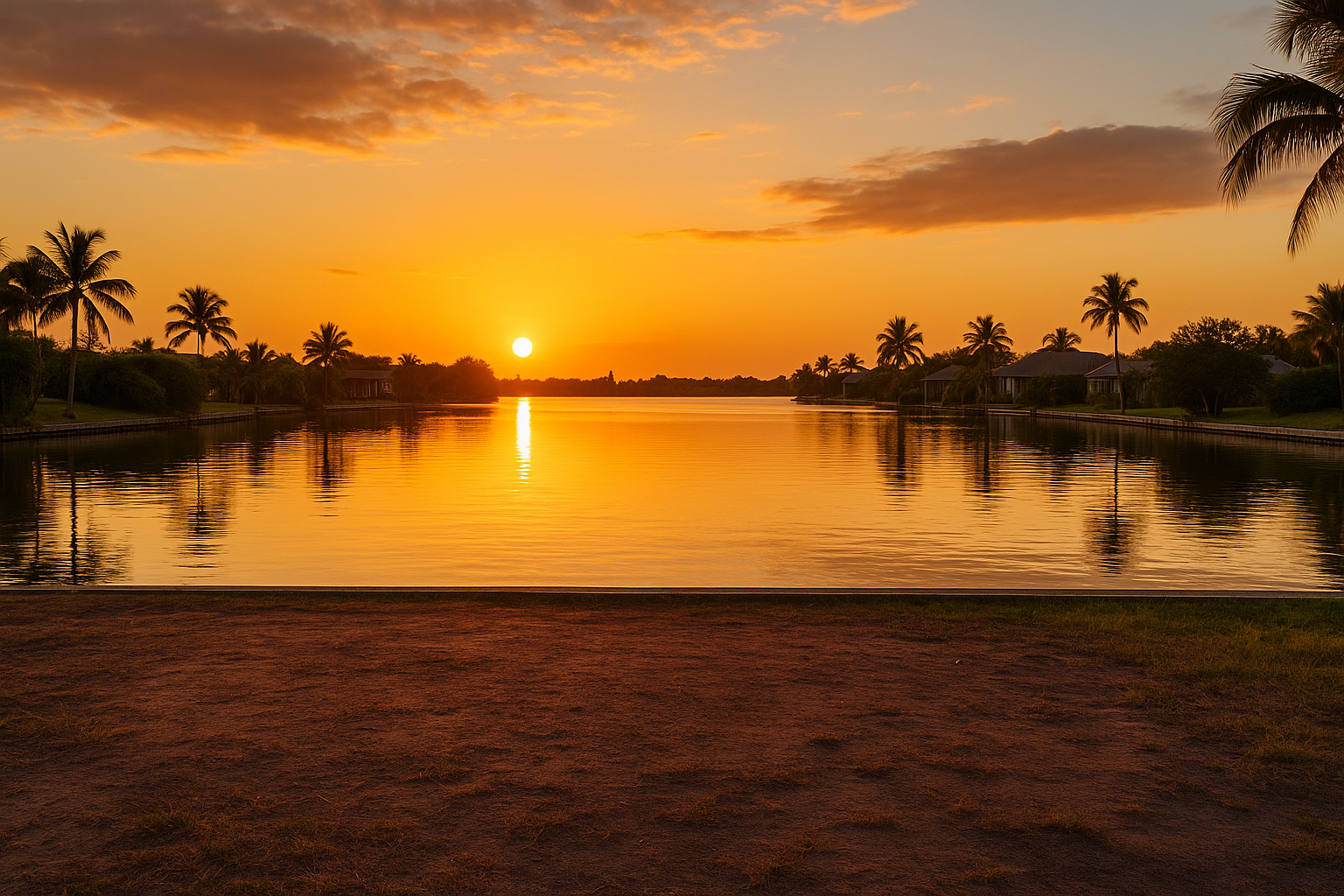 Peaceful waterfront land setting