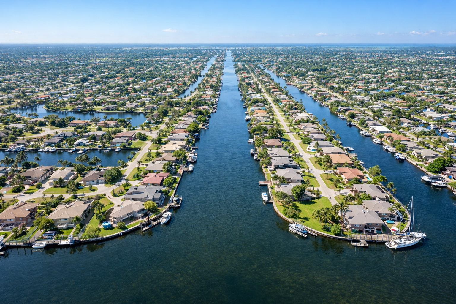 Extensive canal system shaping daily boating in Cape Coral