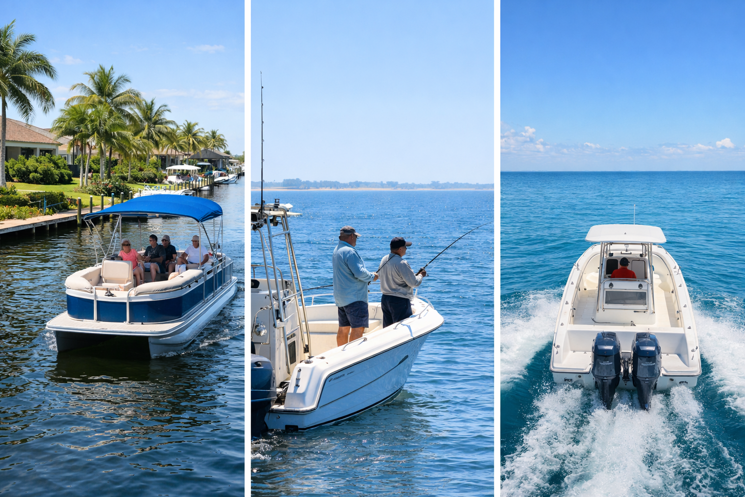 Different boating styles in Cape Coral including canals and Gulf access