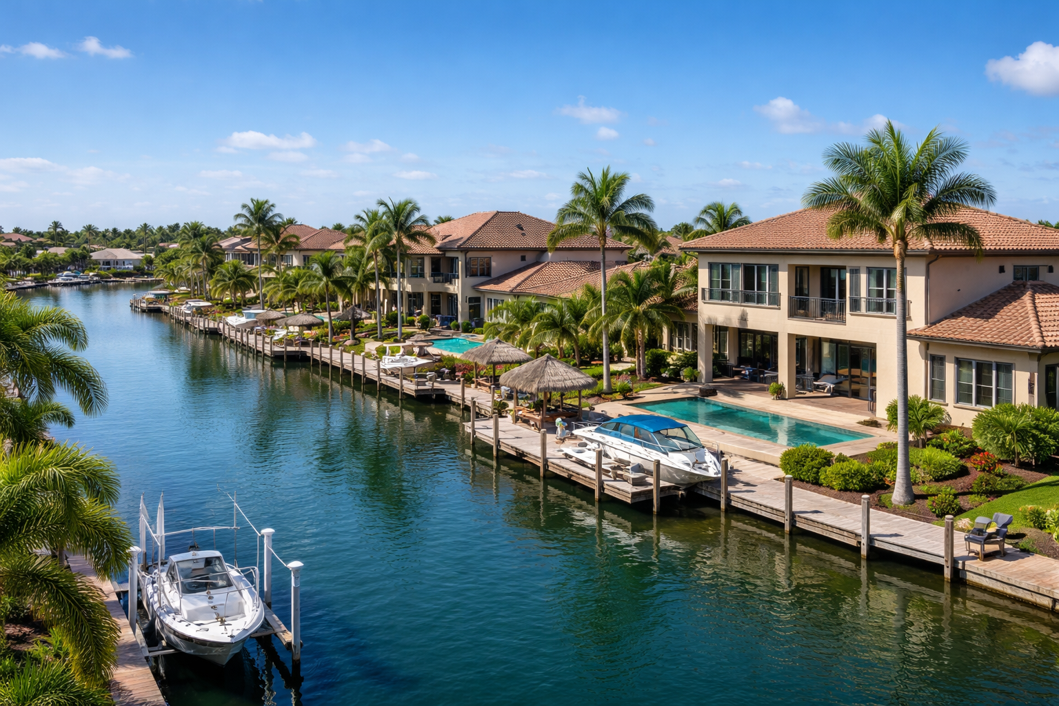 Waterfront homes along canals in Cape Coral