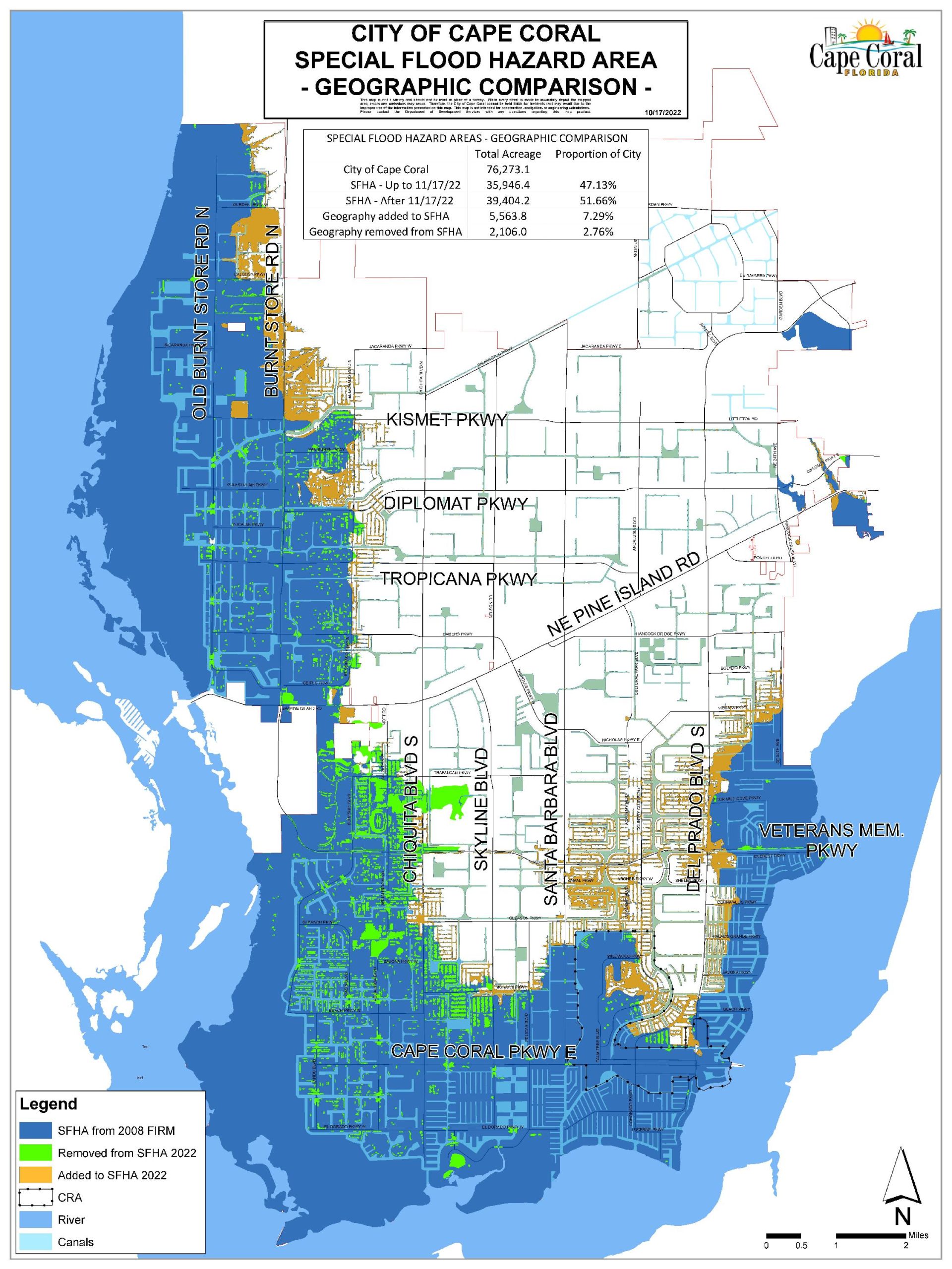 Flood zone map showing flood risk for waterfront property in Cape Coral