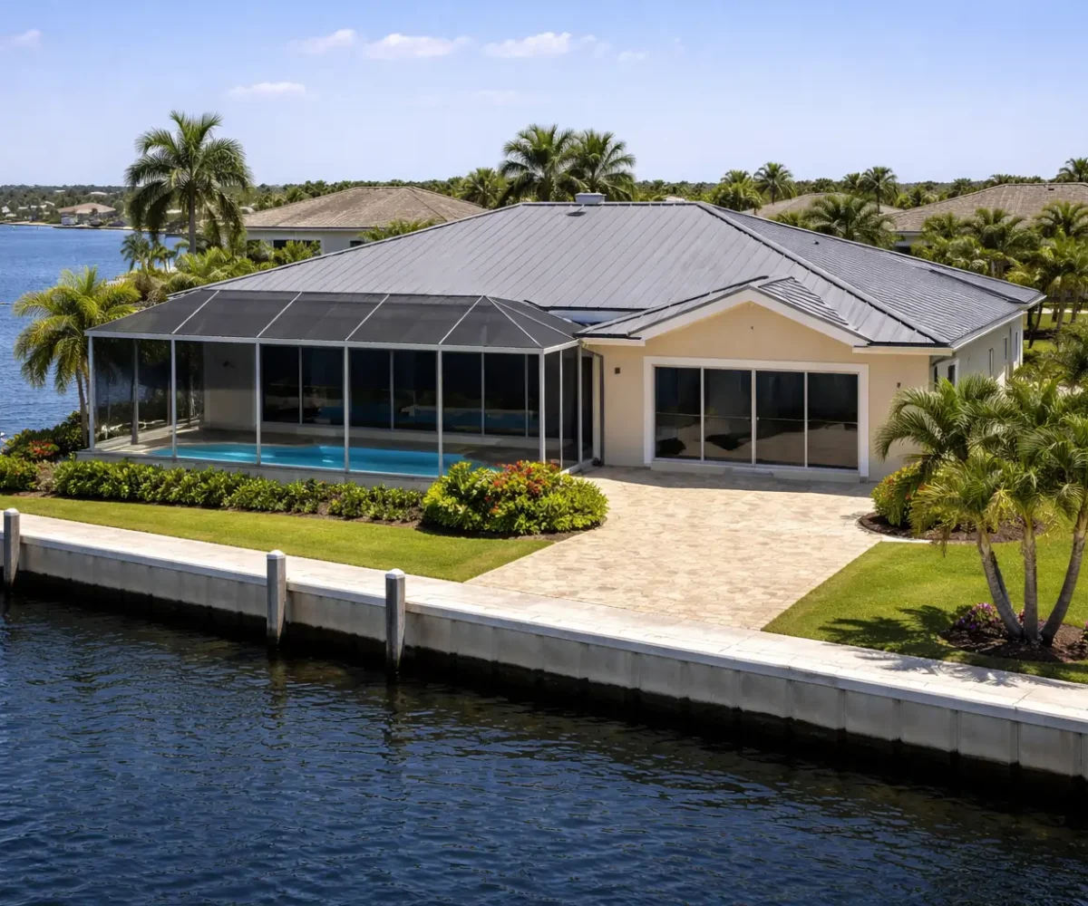 Cape Coral home with impact windows, new roof, and modern seawall protecting property value