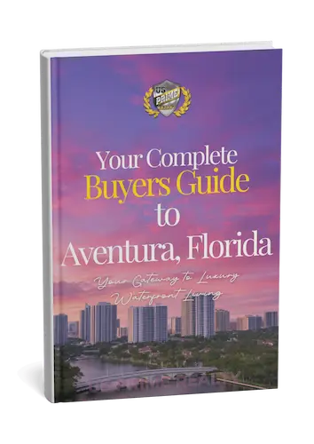 Book cover for a complete real estate buyers guide to Aventura, Florida