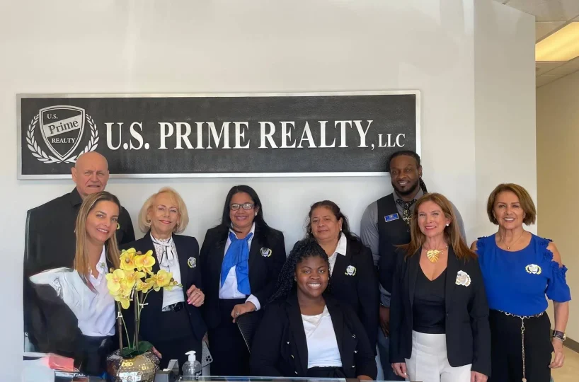 U.S. Prime Realty expert agents in the Miami Office's lobby