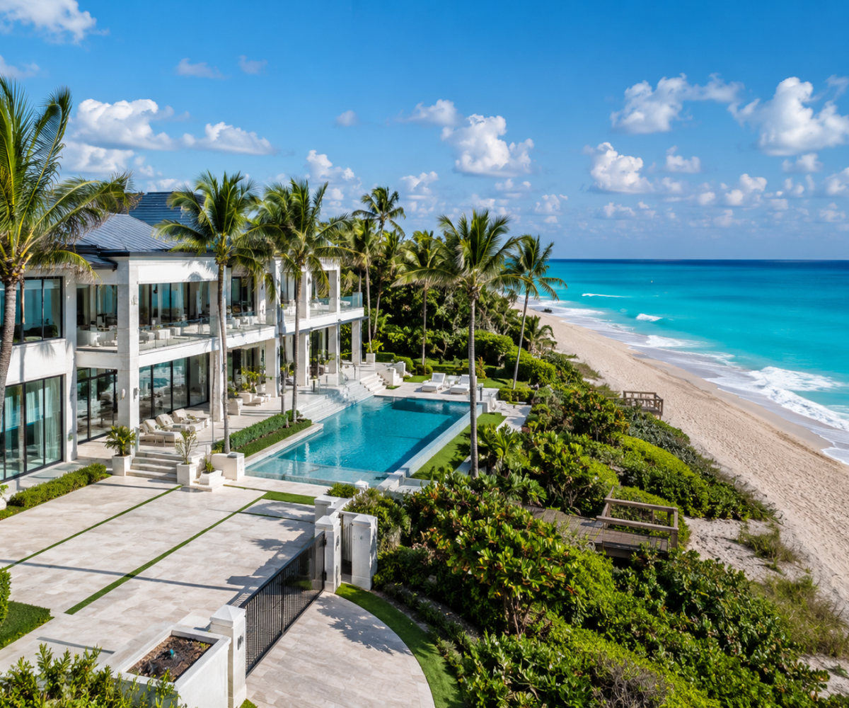 Golden Beach Florida waterfront homes between the Atlantic Ocean and Intracoastal Waterway