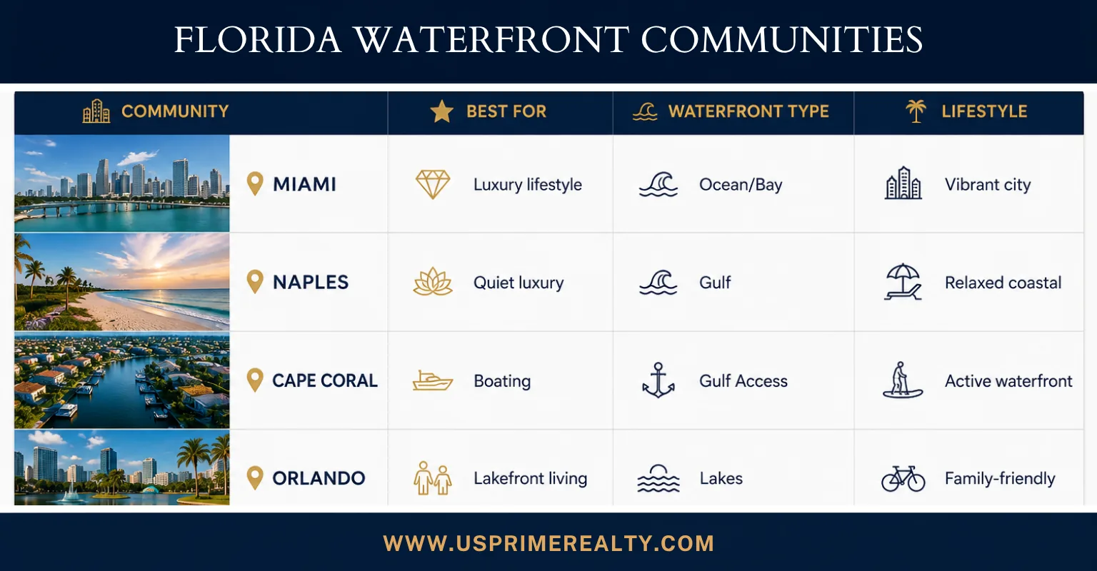 Luxury Waterfront Homes in Florida: Which Community Is Right for You? 2 Luxury waterfront homes in Florida community comparison for Miami, Naples, Cape Coral, and Orlando