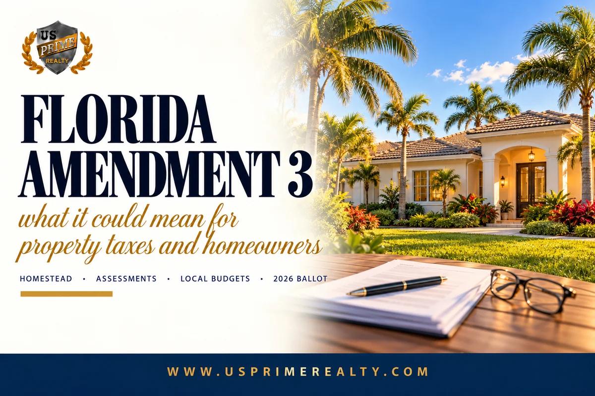 Florida home and property tax paperwork illustrating proposed Florida Amendment 3 changes