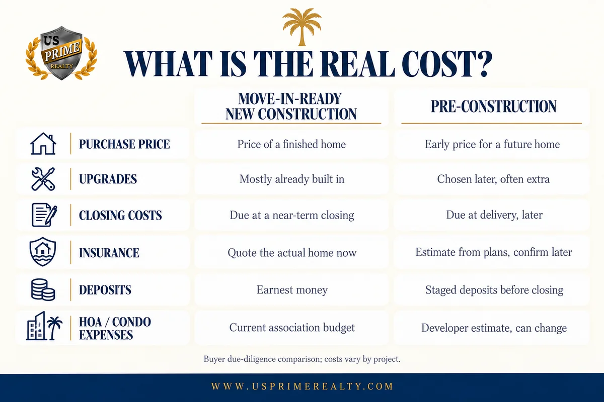 New construction vs pre-construction homes in Florida: real cost comparison