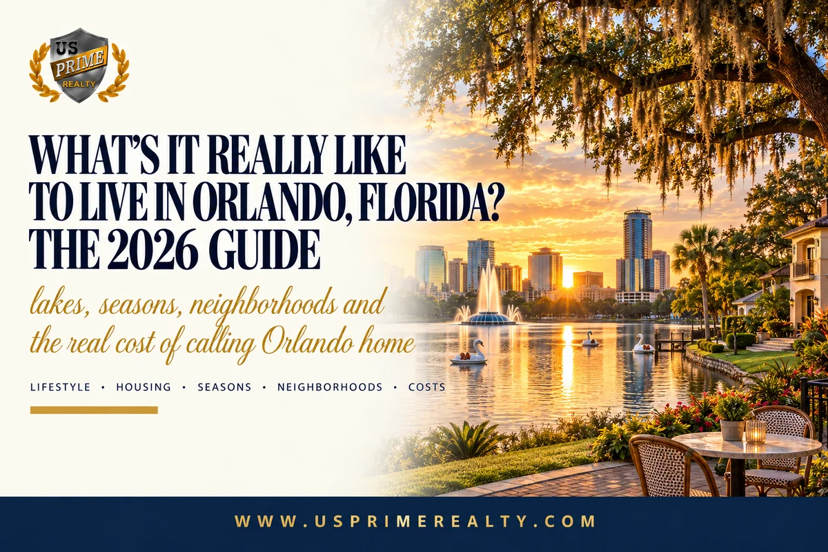 Living in Orlando Florida with Lake Eola downtown skyline lakeside neighborhoods and everyday city life