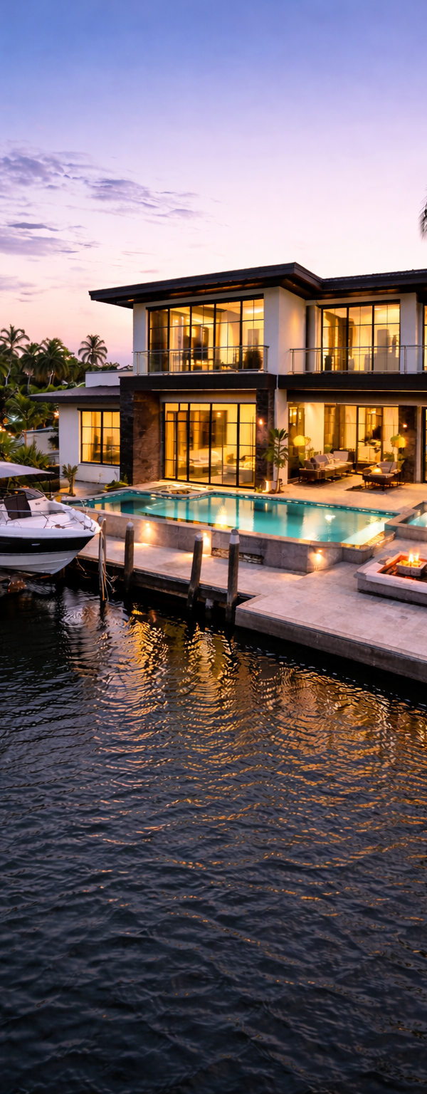 Modern Cape Coral waterfront home with sleek design and canal views